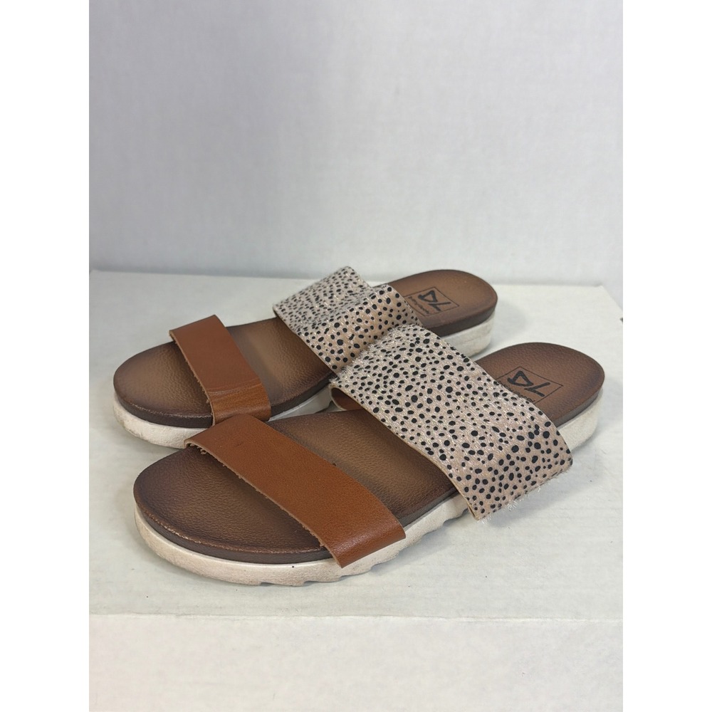 Dirty Laundry Womens Brown Cheetah Print Platform Slide Sandals CAK-009 Size 9